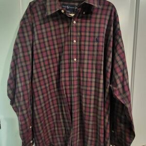 Ralph Lauren Men's Checkered Shirt - Burgundy and Green